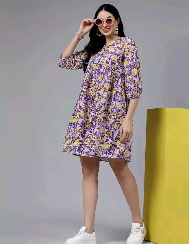 SHANGUL Women Peplum Purple Knee Length Dress Buy SHANGUL Women