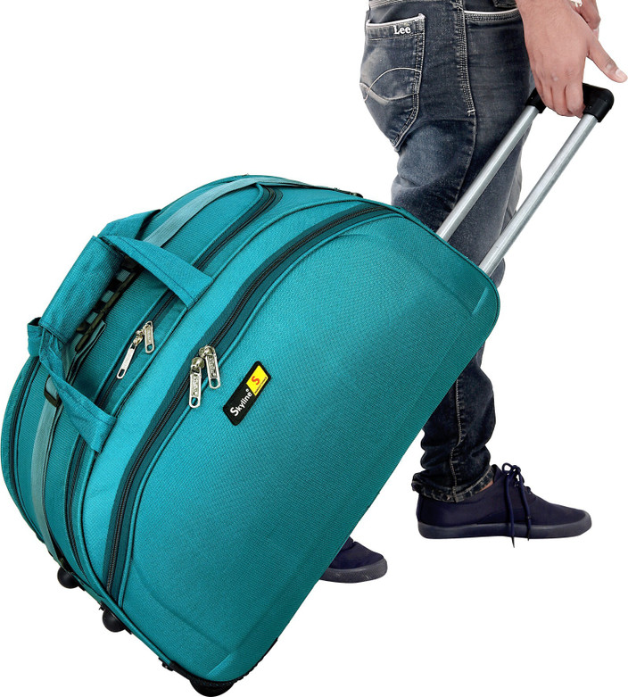 SKYLINE 20-24 Inch Pack of Luggage Travel Duffel Trolley Bag with  Wheels-Green Duffel With Wheels (Strolley)
