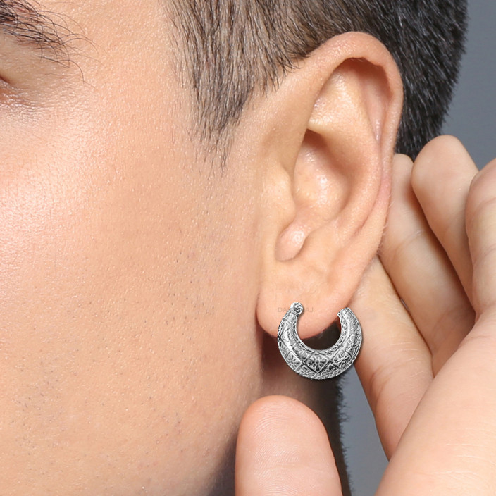 Sterling Silver Hoop 12g Hoop Earrings Sterling Silver Mens 12