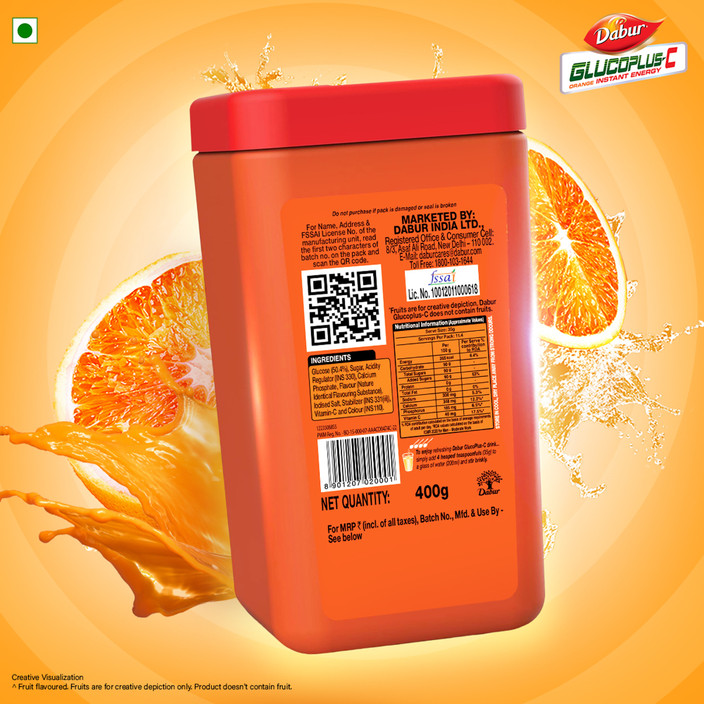 Dabur GlucoPlus-C Instant Energy Glucose Juicy Tasty (Orange