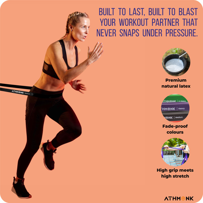 Fitness Resistance Band Running In Place Athmonk Power Loop Exercise Band  Stretch Bands For Workout 15-30 Kg,Medium Resistance Band