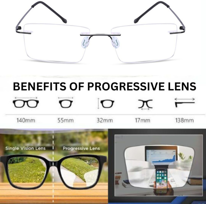 Eyewear Progressive Bifocal Reading Sunglasses Redex Rimless