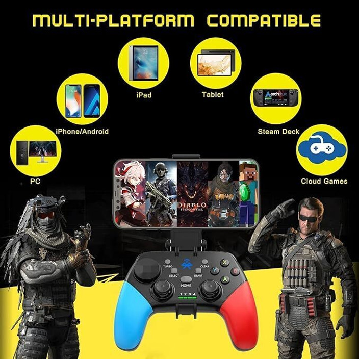 Crotrain Wireless Gaming Controller For Phone, Tablet, PC, Switch, PS4 – Hall Effect Joysticks, Bluetooth, Cloud Gaming & Macro Support