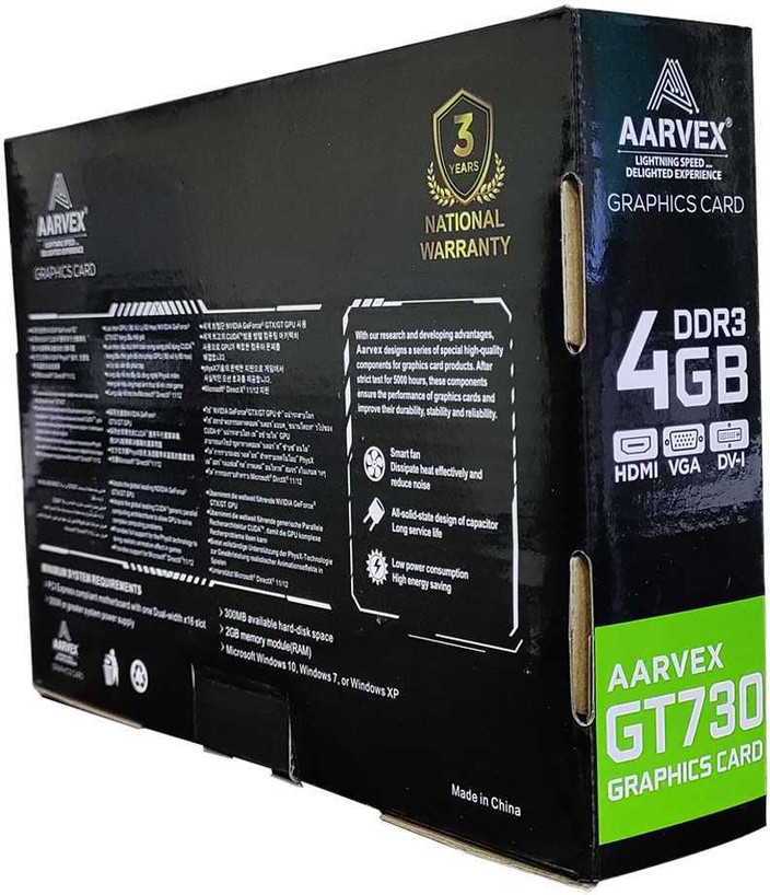 AARVEX GT 730 4GB GDDR3 GPU DDR3 GB NVIDIA Chipset 64 bit 1800