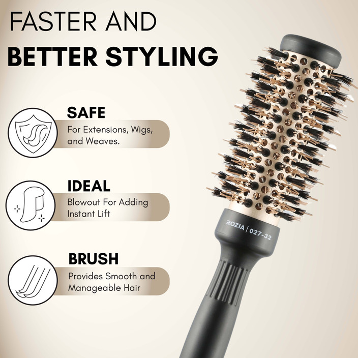 ROZIA Pro Round Hair Brush, Thermal Ceramic Ionic Tech Anti