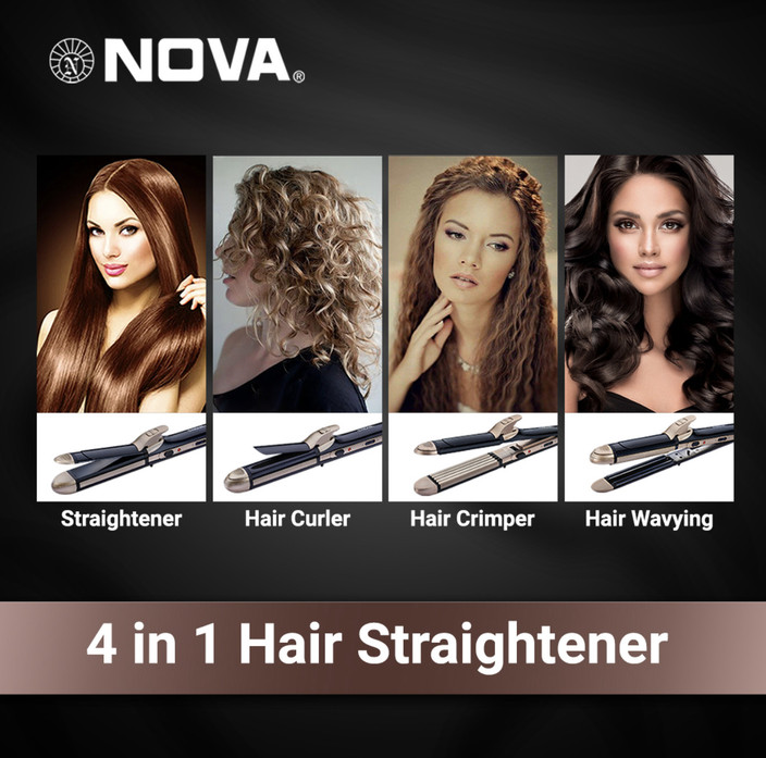 NOVA Keratin 4in1 Hair Styler- Curler,Crimper Wavy NHS 805 Hair  Straightener