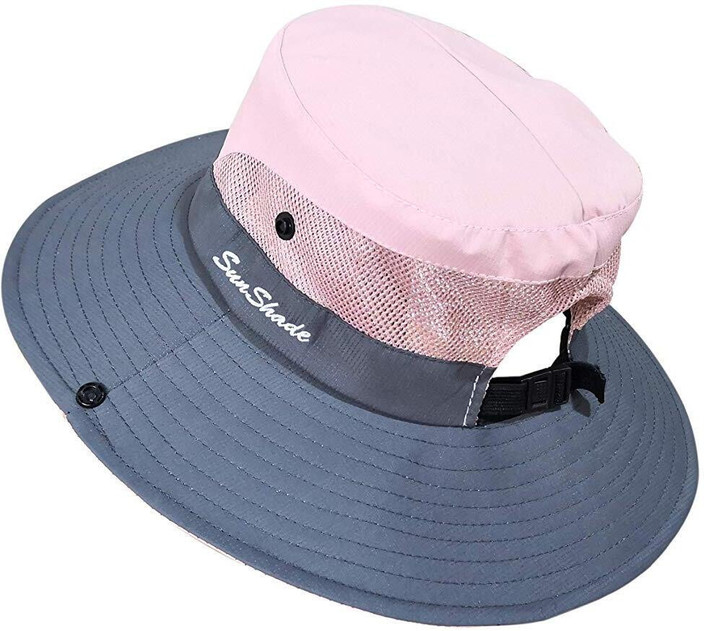PALAY Women's Sun Hats Outdoor Ponytail UV Protection Wide Brim Foldable  Mesh Beach Hiking Fishing Cap