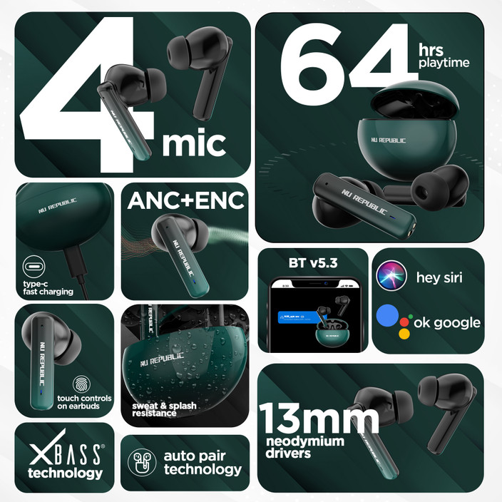 Epic X3 Nu Republic Earbuds Nu Republic Epic X3 With Upto 48 Hrs