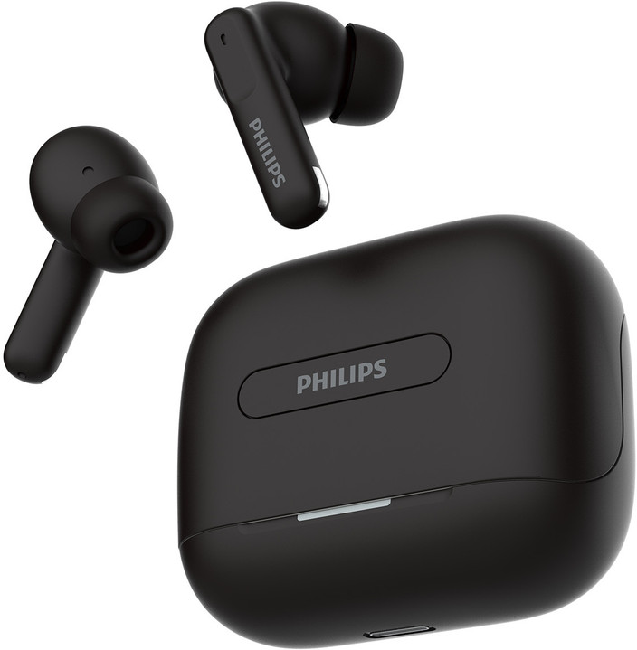 Charging Case Philips Upbeat True Wireless Mic Black Headphones