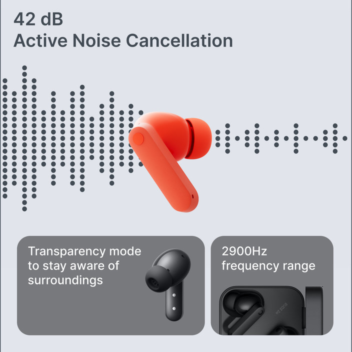 Auricolari Wireless CMF By Nothing Buds - ANC 42 DB, Ultra Bass 2.0, IP54, Arancione - Foto 9