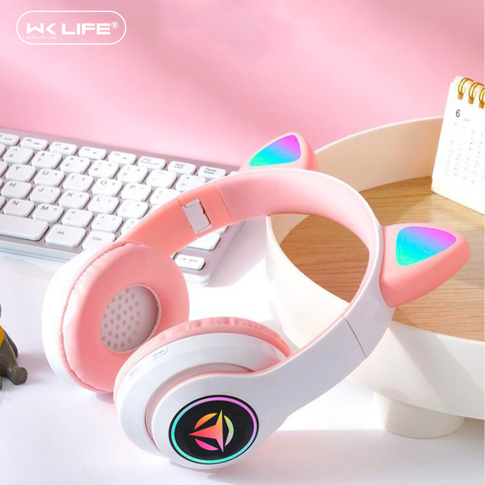 Pink Good Bluetooth Earphones With Mic Wk Life Kids (Pink