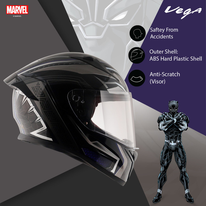 Panther Helmet Casco De Moto Black Panther VEGA Bolt Marvel Black