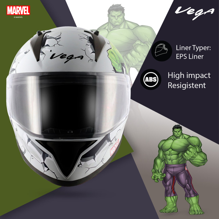 Hulk Avengers Cycle Helmet VEGA Bolt Marvel Hulk Motorbike Helmet