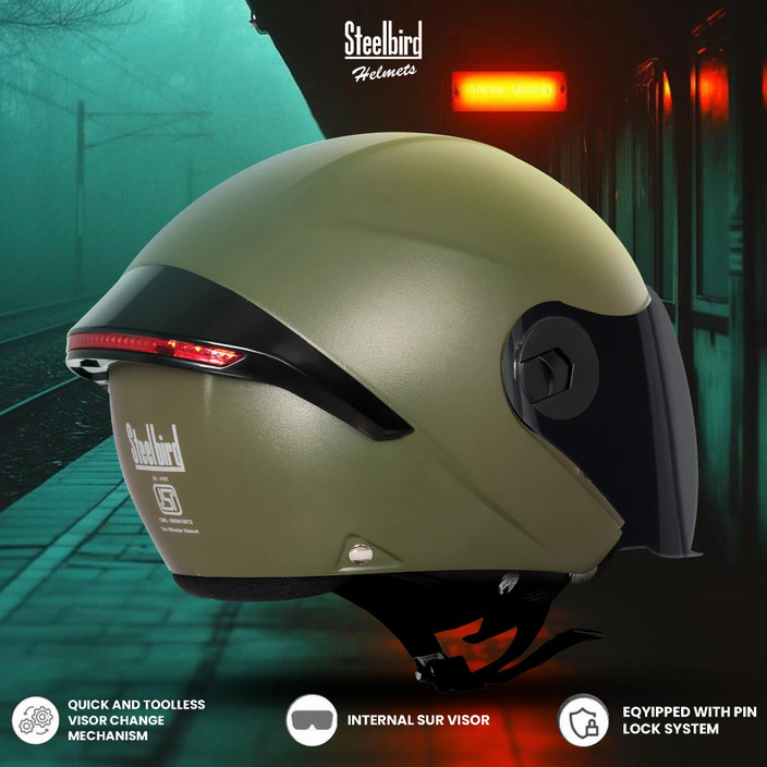 Steelbird Helmet Half Face With Visor Steelbird SB-27 Style Cherry