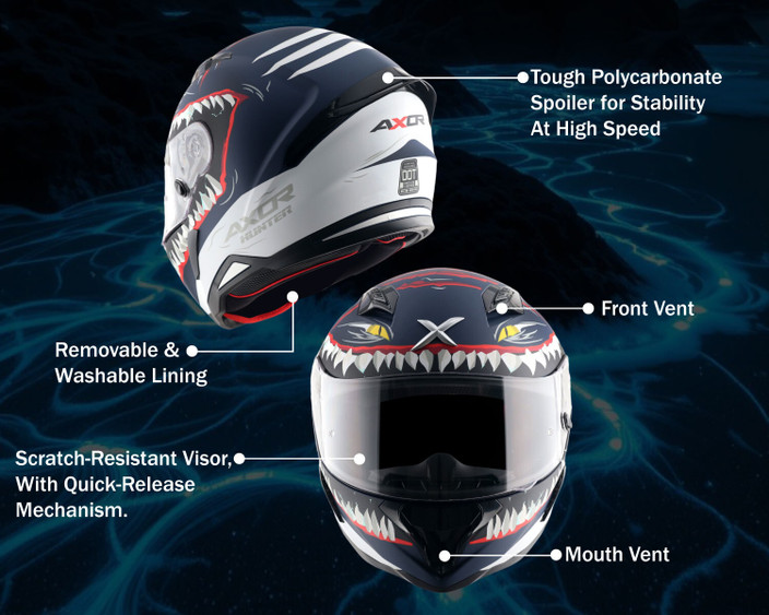Mens Shark Helmet Motorcycle Axor Hunter Shark Motorbike Helmet