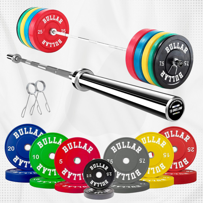 Gym Equipment Color Crossfit Barbell Set BULLAR 120 Kg Bumper