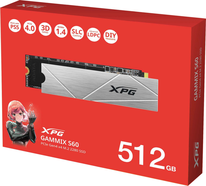 ADATA XPG Gammix S60 Gen4 512GB M.2 2280 Internal Solid