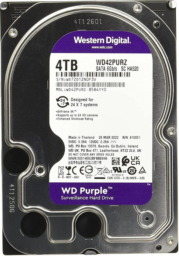 WesternDigital製4TB HDD WD42PURZ[通電7時間] WesternDigital製4TB HDD WD42PURZ[通電7時間]