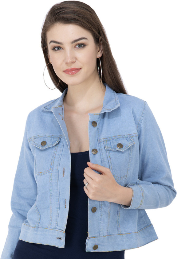 MONTREZ 3/4th Sleeve Washed Women Denim Jacket Buy MONTREZ 3/4th