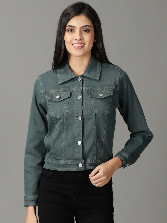 Indiamart Girls Green Denim Jacket Indiamart Clothing Dark Green Denim  Jacket Women's Green Denim Jacket
