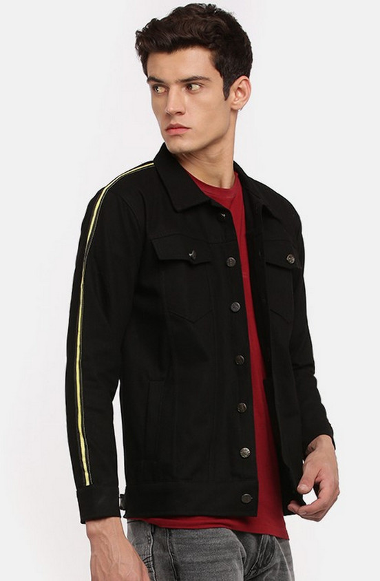 VOGATI Full Sleeve Striped Men Denim Jacket