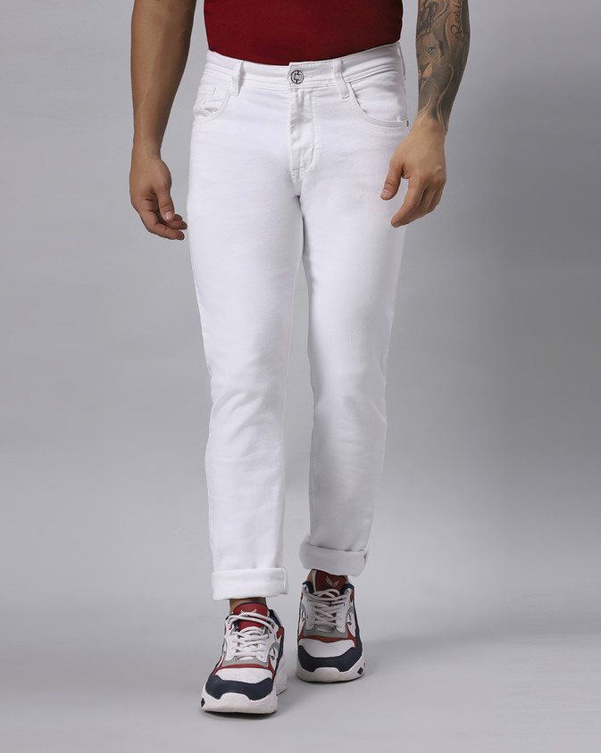 Jeans Mens White And Red Shoes With White Sneakers White And Denim