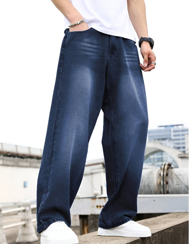 Dark Blue Baggy Jeans Outfit Men Loose Jeans Outfit Men Summer