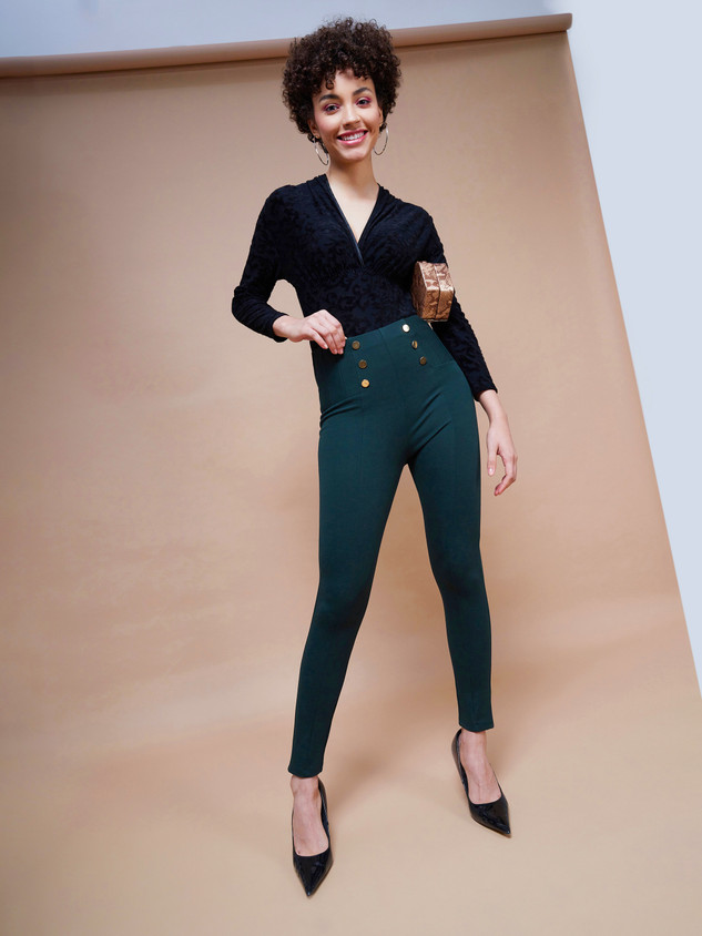 Sassafras Black Jegging Pants Black High Waist Show Elastic