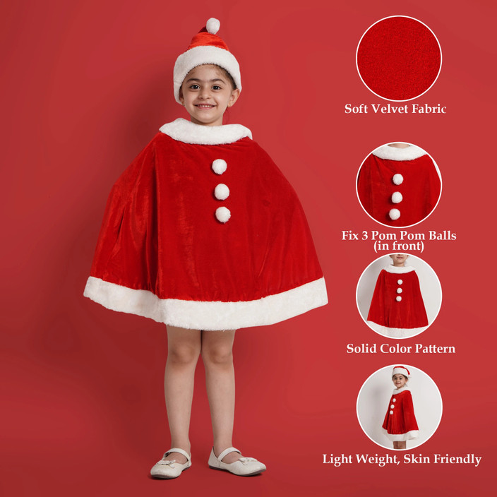 KAKU FANCY DRESSES Santa Clause Cloak with Hat Christmas Costume