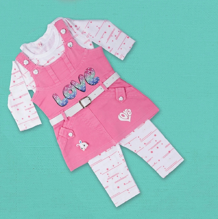 Buble Duble Baby Girls Casual Dungaree and Romper Legging