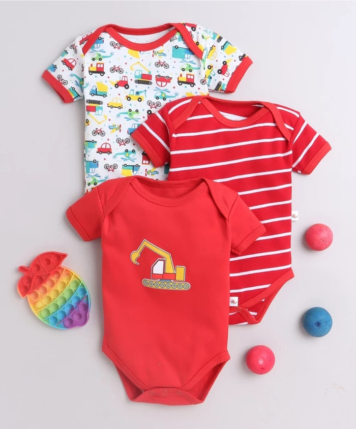 MEGNAM Romper For Baby Boys Baby Girls Printed Cotton Blend