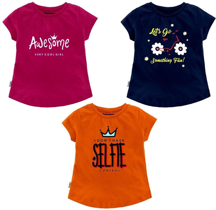 NammaBaby Girls Printed Cotton Blend Regular T Shirt