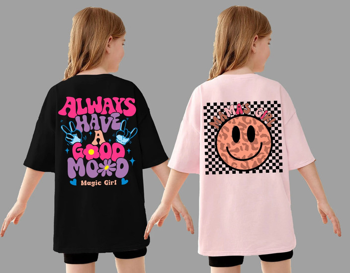 KEESOR Baby Girls Printed Cotton Blend Oversized T Shirt