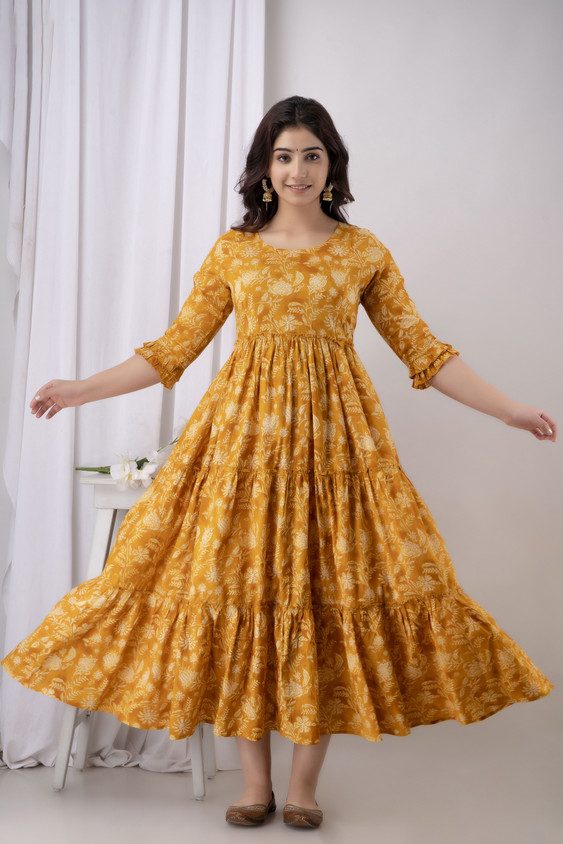 Pageant Dresses Yellow Gown Full Frock In Flipkart Women Gown