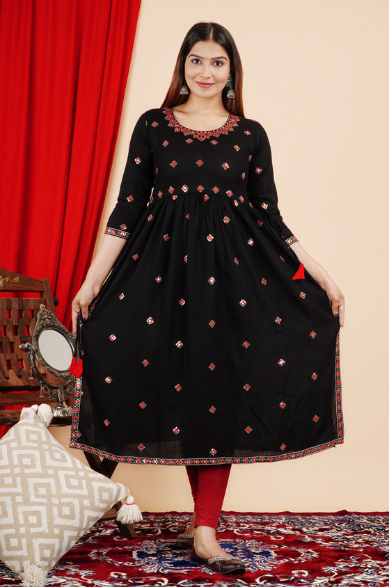 Priya Kurti At Lowest Price P PRIYA FASHION Women Embroidered