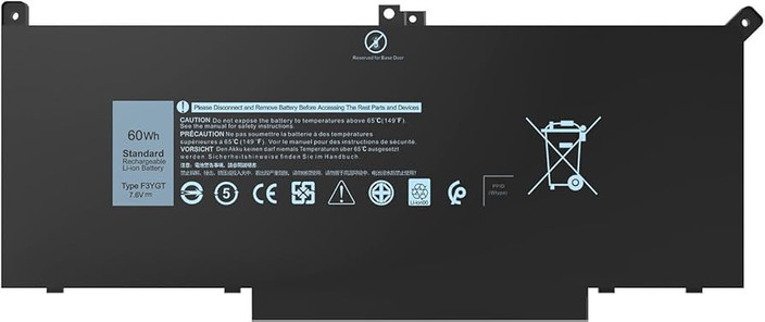 Batterie Dell F3YGT 60Wh - Compatible Latitude 7280/7290/7380/7390/7480/7490 - 7,6V 4 Cellules