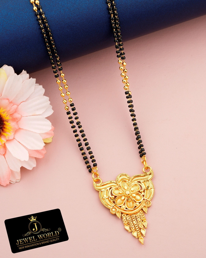 Jewel WORLD Gold-plated 24 Inch long Pendant mangalsutra chain design for  women Brass, Alloy Mangalsutra