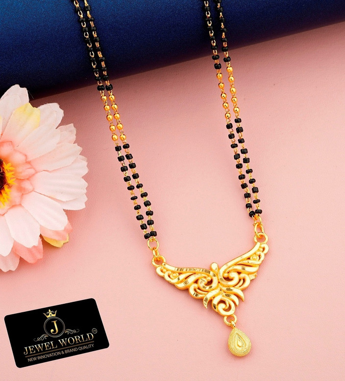 Gold Mangalsutra Gram Jewel WORLD 24 Inch Long Of 1-Gram Gold Plated YEAR WARRANTY Brass,  Copper Mangalsutra