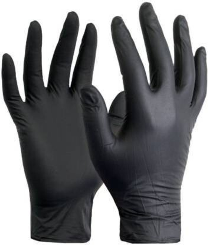 Mercon Disposable Small Black Nitrile Examination Gloves (Pack of