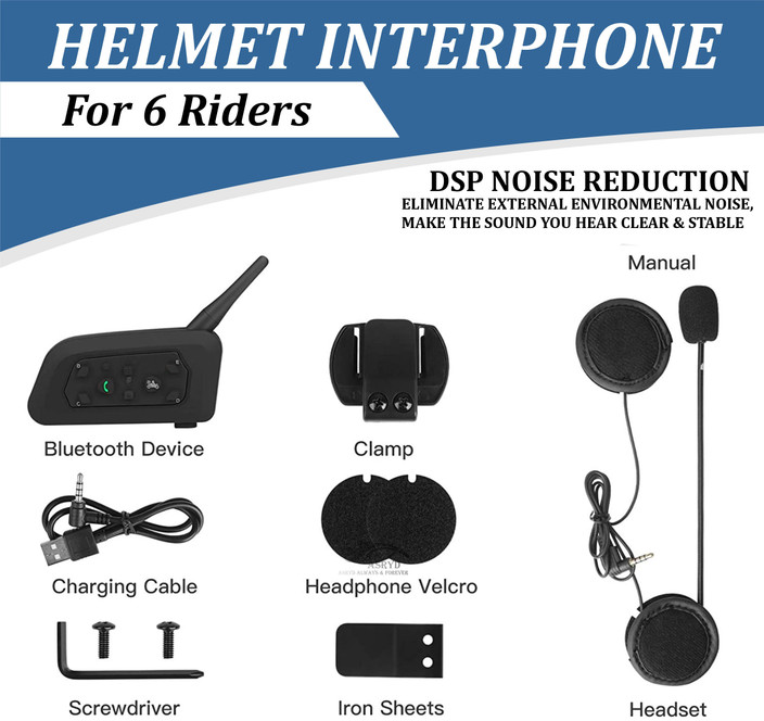 Intercom Bluetooth ASRYD Bluetooth Helmet Intercom For Riders