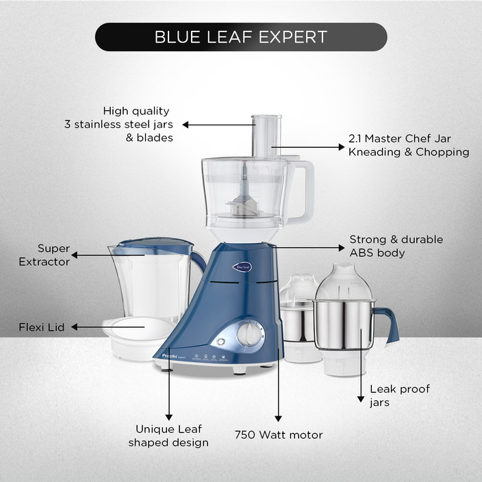 Preethi Blue Leaf Platinum Preethi Mixer Grinder Jar Set Leaf