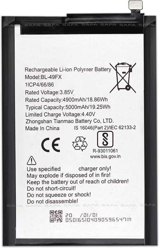 Safa Mobile Battery For Infinix Hot Hot Hot Pro Smart 5A  5000mAh