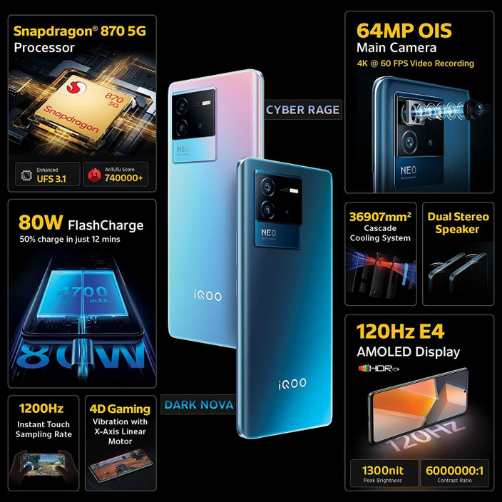 IQOO Neo 6 5G ( 256 GB Storage, 12 GB RAM ) Online at Best