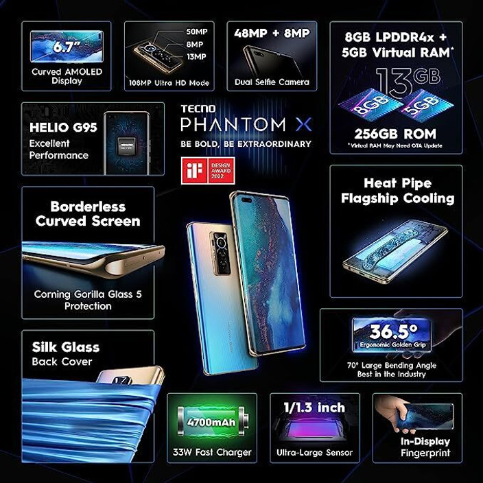 Tecno Phantom X ( 256 GB Storage, 8 GB RAM ) Online at Best