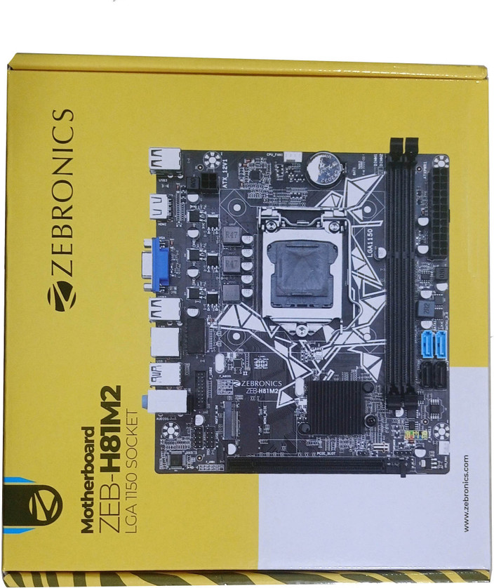 Lga 1150 Socket Motherboard ZEBRONICS ZEB-H81M2 With PCIE NVMe