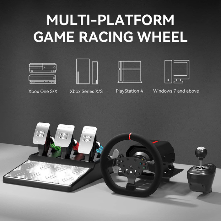 PXN V9 Racing Steering Wheel With Pedals & Shifter For PC, PS4, Xbox, Switch (270°/900°)