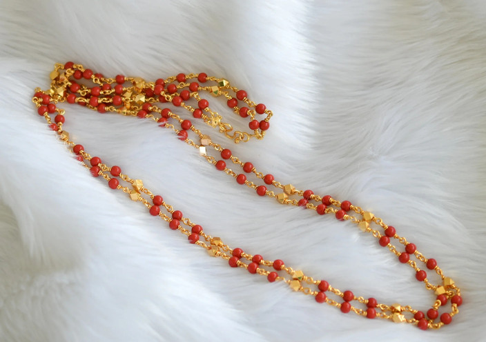 Gold Chain Bead Mala Designs Buy Pure Gold Plated Gold Muthu Mala