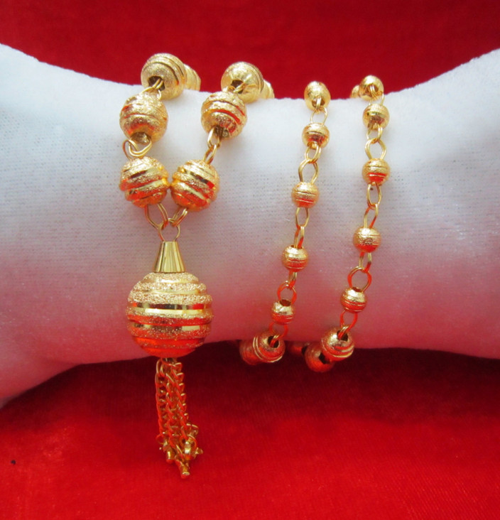 vks trading MATAR MALA GOLD PLATED GRAM GOLD POLISH_005 Gold