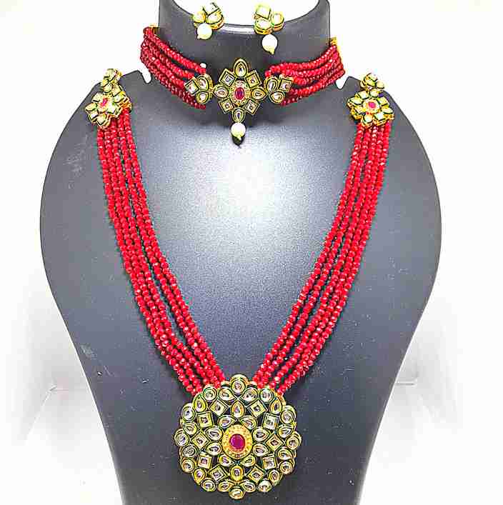 Jaipur Imitation Jewellery Jaipur Imitation Jewellery- Combo Long Potlak  With Choker Pearl Necklace Pearl Alloy Necklace Set