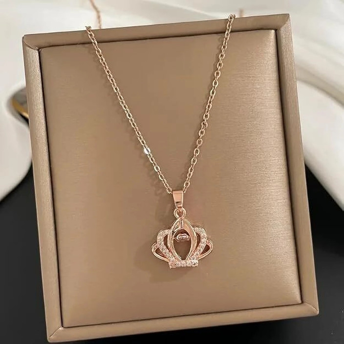 Winnifred Winnifred Jewellery Exclusive Rose Gold Plated Diamond Necklace  For Women/Girl Zircon Gold-plated Plated Metal, Copper, Stainless Steel